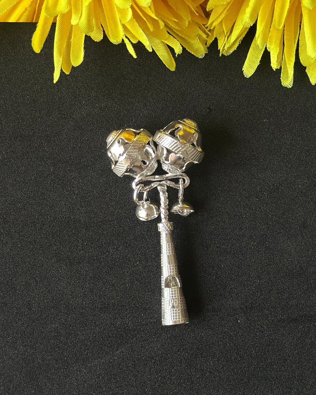 Twin-Bell Baby Rattle Silver