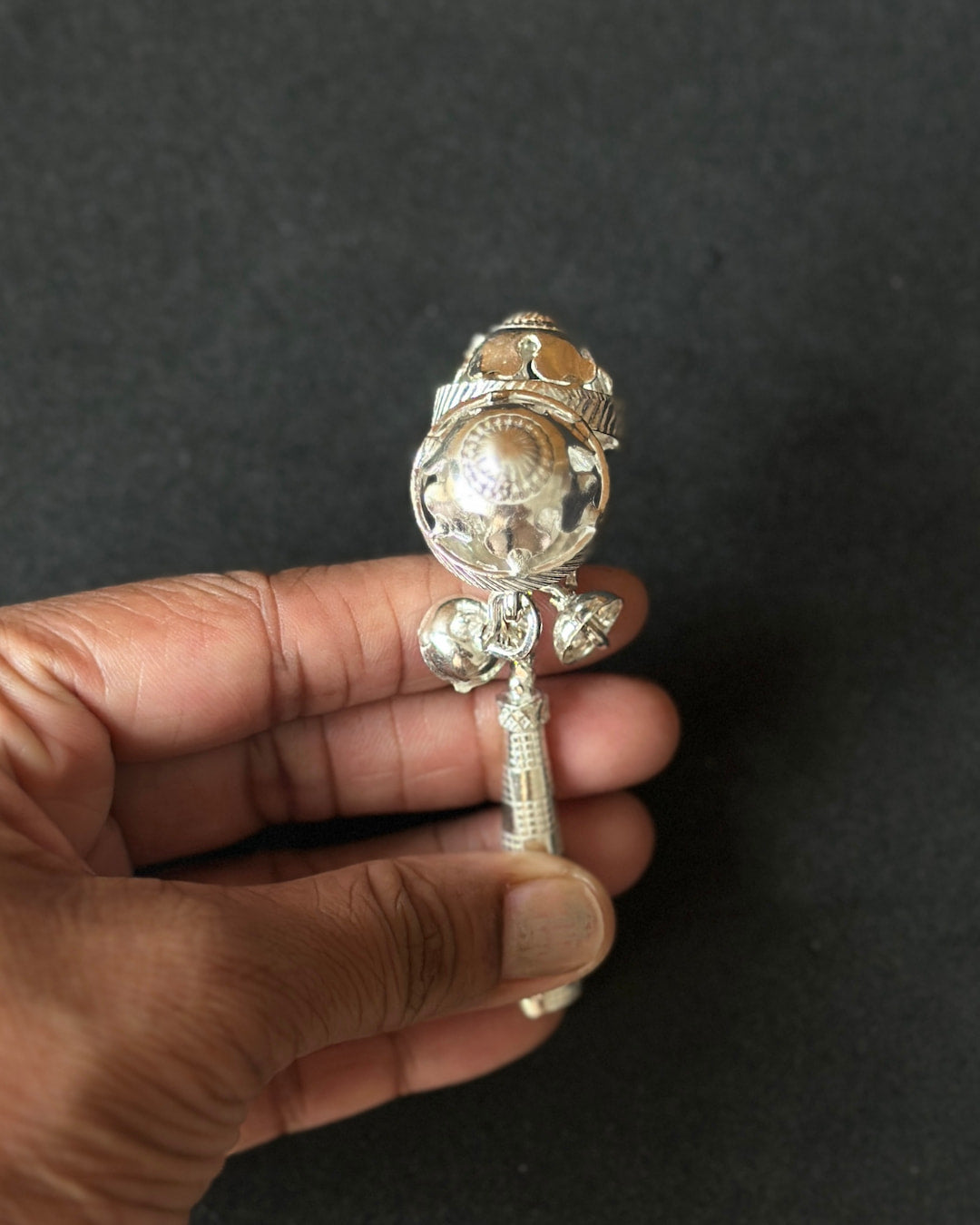 Twin-Bell Baby Rattle Silver