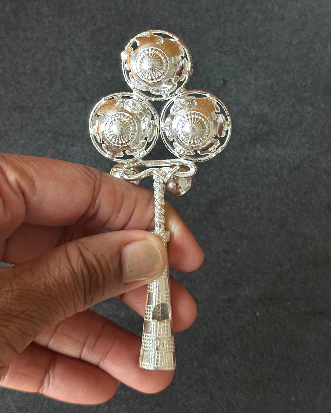 Triple-Bell Baby Rattle Silver