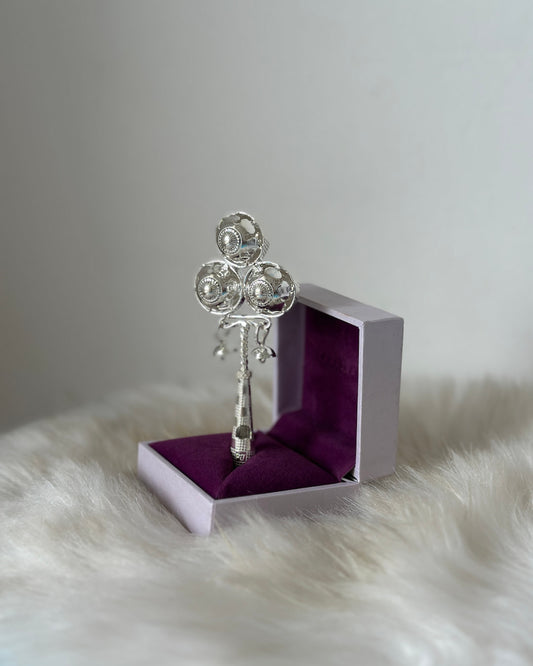Triple-Bell Baby Rattle Silver