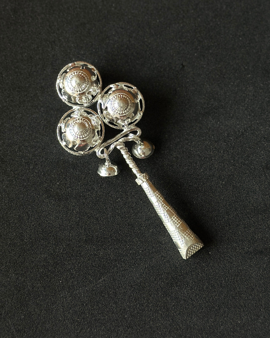 Triple-Bell Baby Rattle Silver