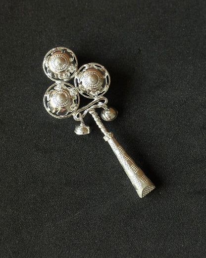 Triple-Bell Baby Rattle Silver