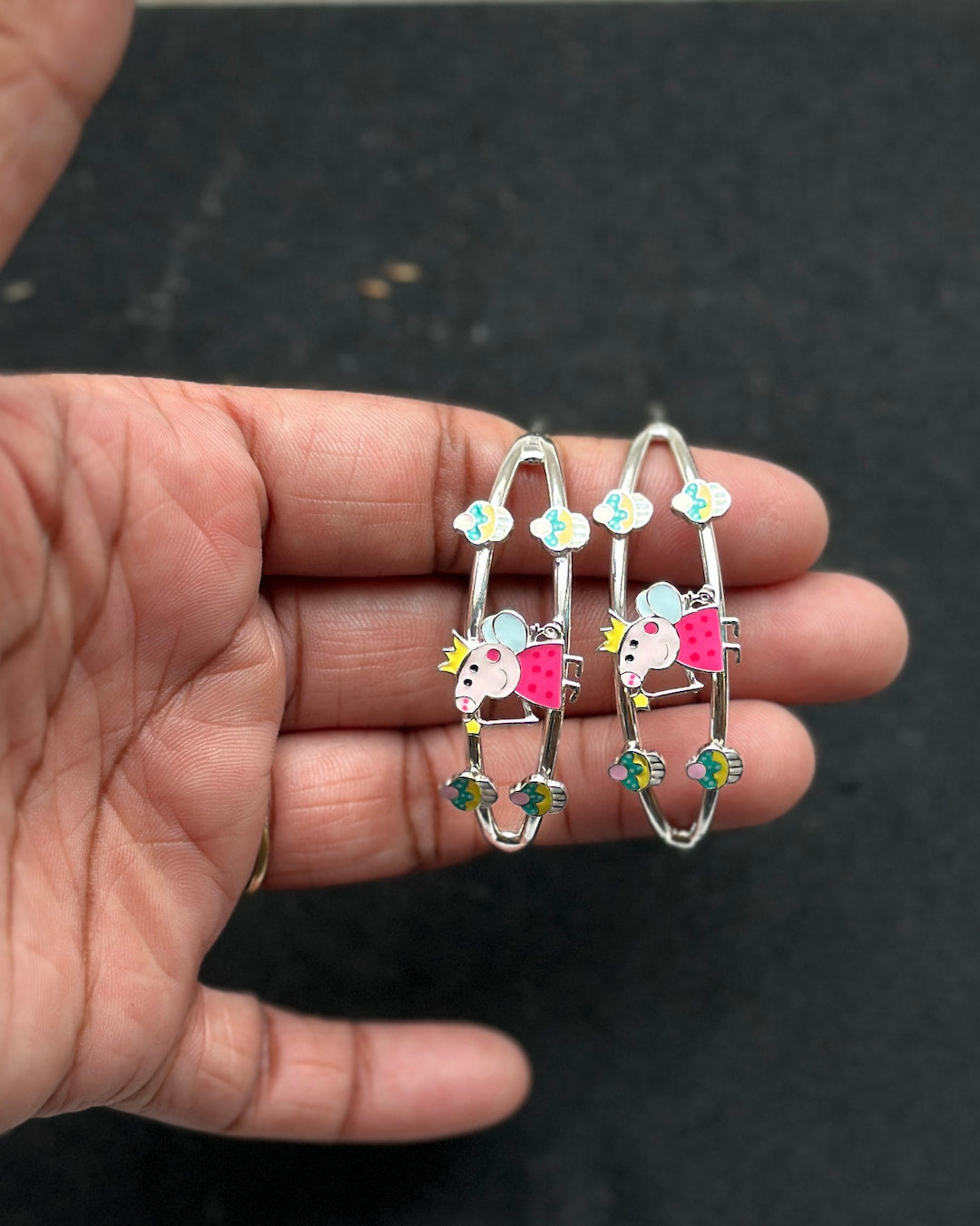 Peppa Spark - Expandable Bracelet (Kada) with Peppa Pig Design | 925 Sterling Silver, Pair