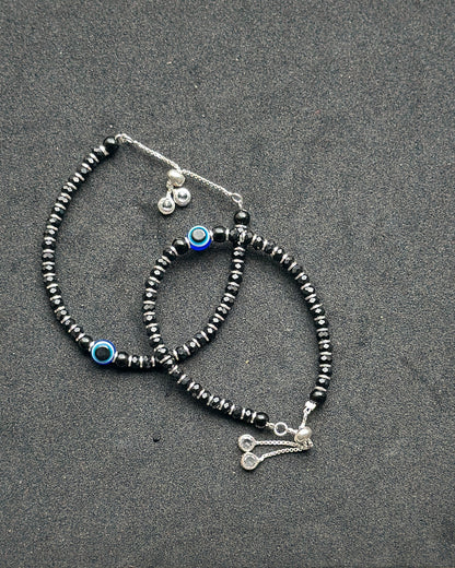 Black-Bead Evil-Eye Kada (Adjustable)