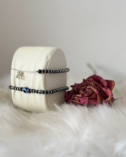 Black-Bead Evil-Eye Kada (Adjustable)