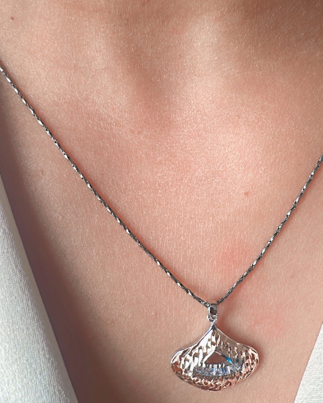 Two-Tone Water-Drop Silver Pendant