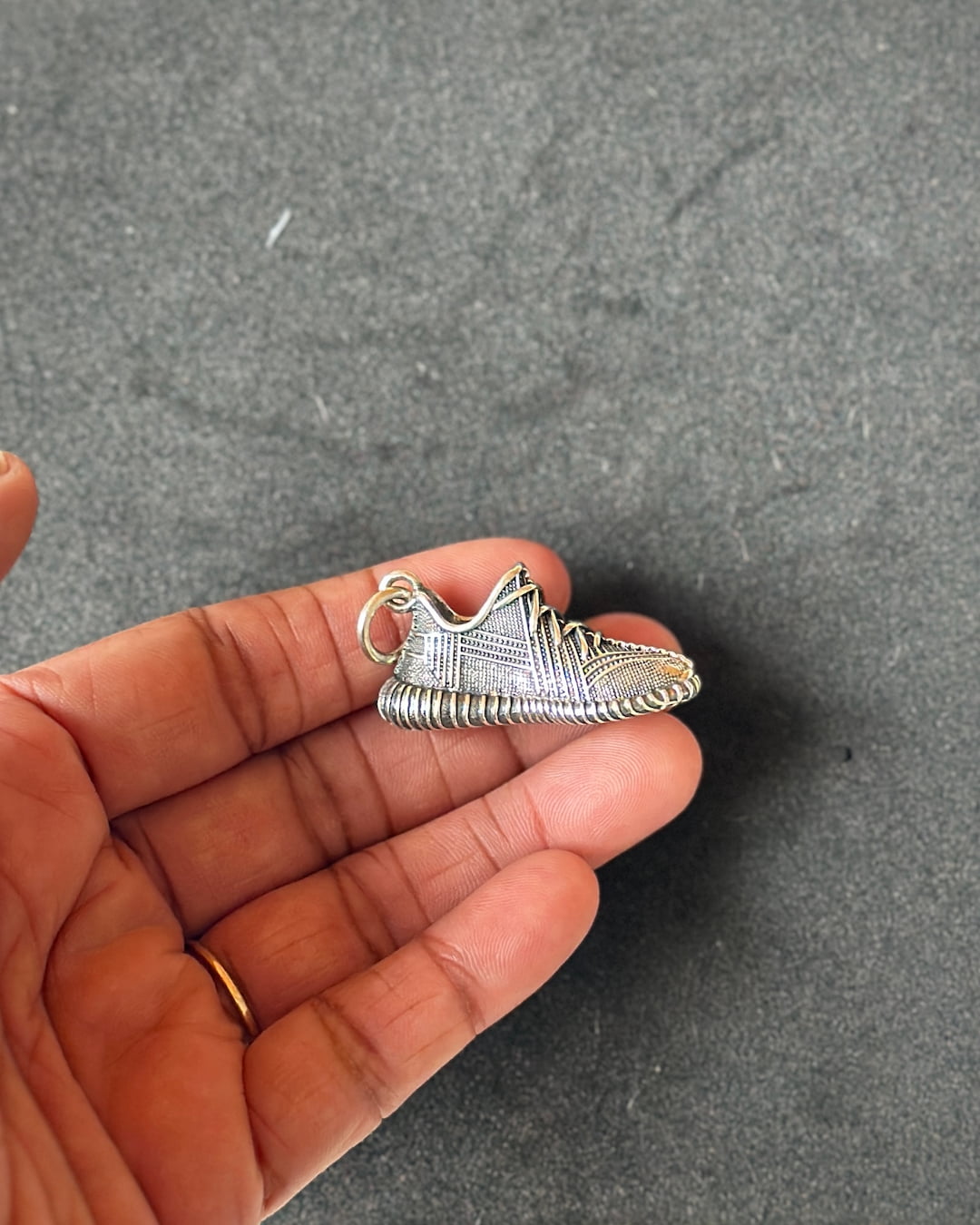 Grey Sneaker Silver Charm