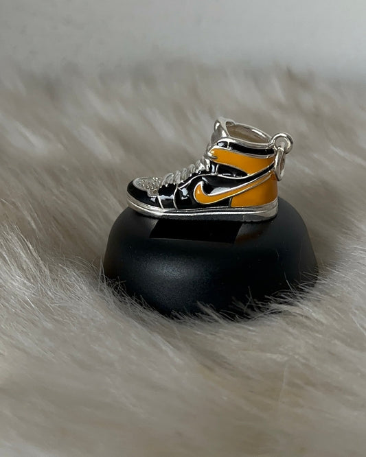 Orange-Black Sneaker Silver Charm