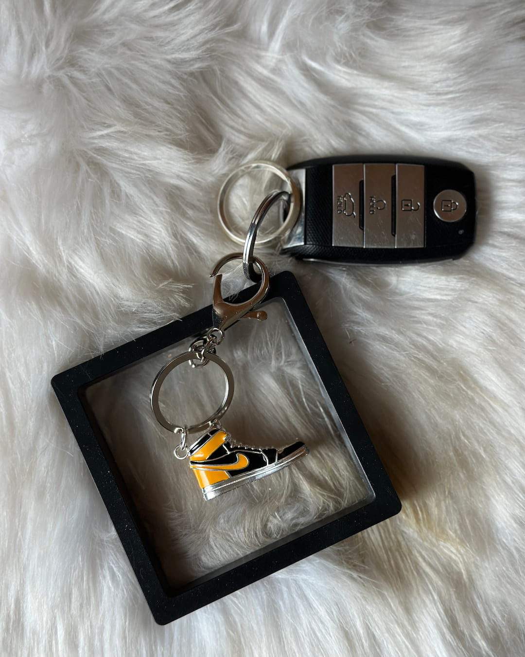 Orange-Black Sneaker Silver Charm