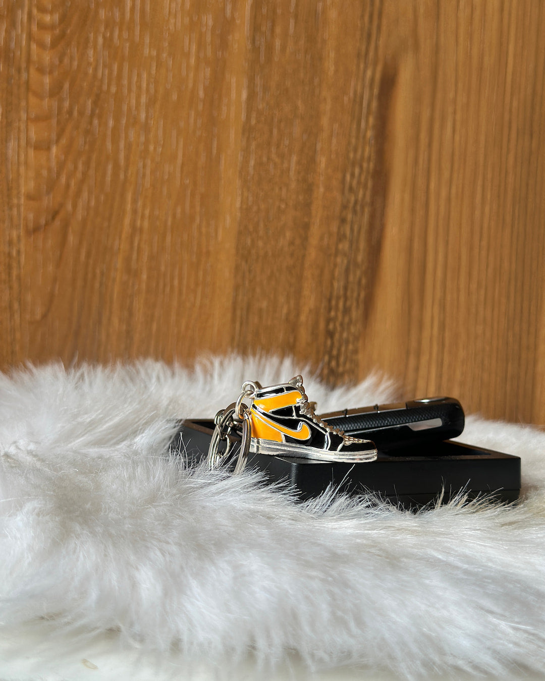 Orange-Black Sneaker Silver Charm