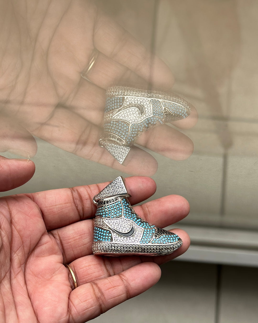 Blue Sneaker Silver Charm