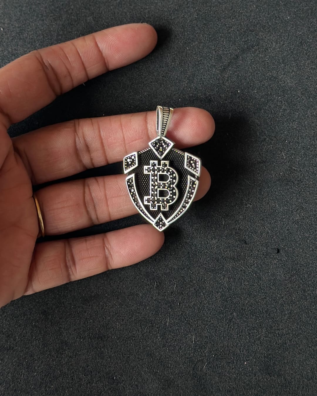 Bitcoin Crest Silver Charm