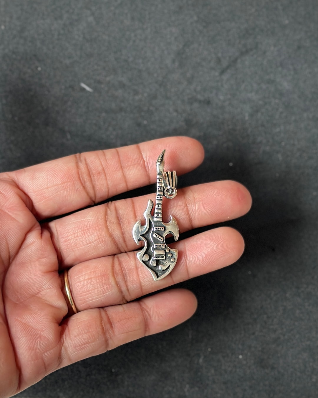 Electric Guitar Silver Charm