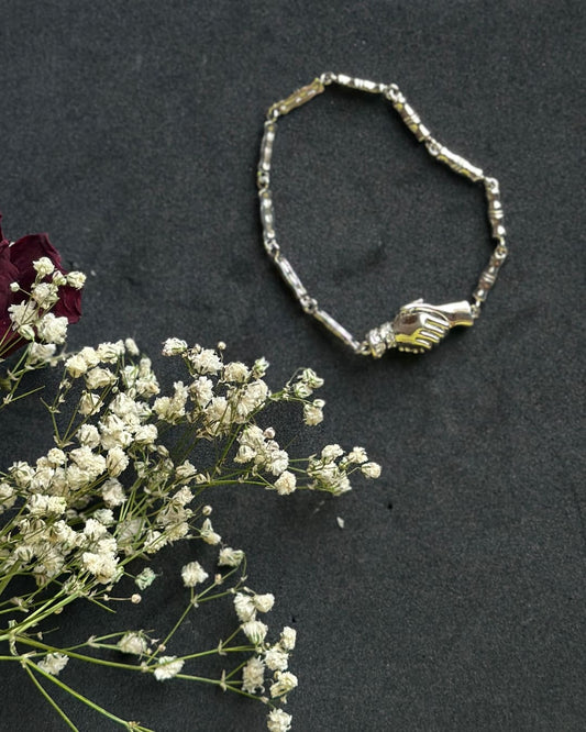 Hand-Hold Silver Charm Bracelet