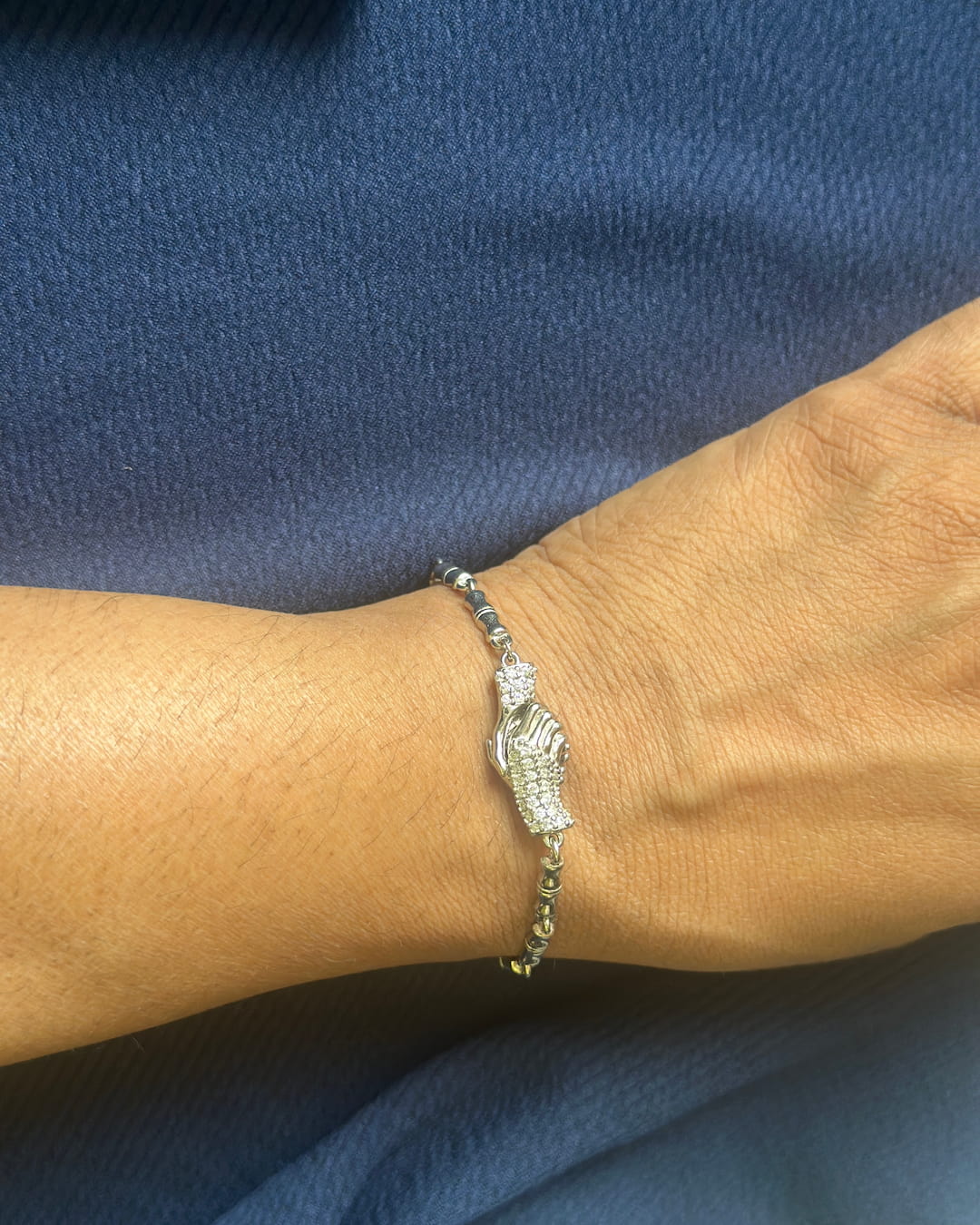 Hand-Hold Silver Charm Bracelet