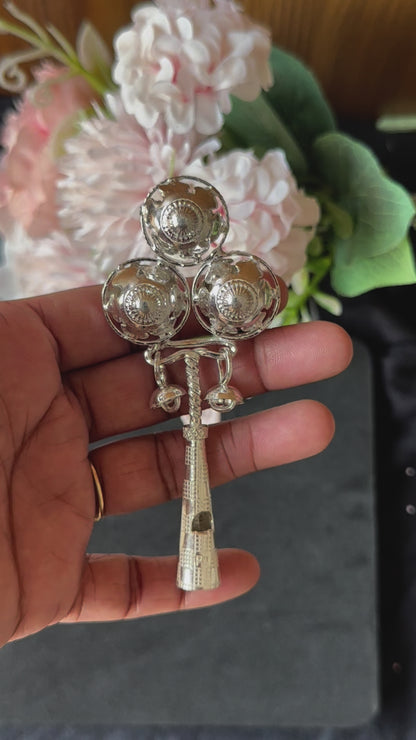 Triple-Bell Baby Rattle Silver