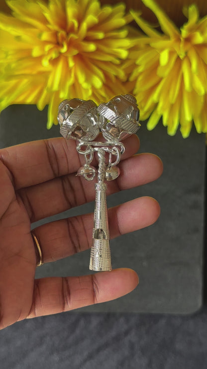 Twin-Bell Baby Rattle Silver