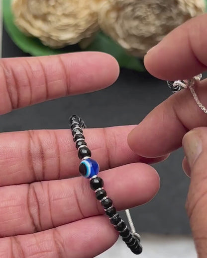 Black-Bead Evil-Eye Kada (Adjustable)